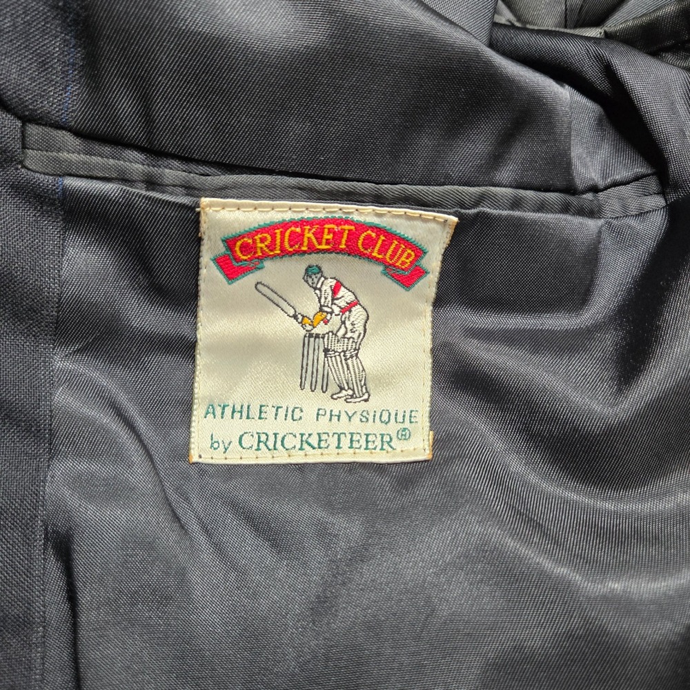 Vintage Cricketeer Blazer 42R Navy Blue Pinstripe Two Button Sport Coat - Picture 4 of 12